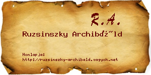 Ruzsinszky Archibáld névjegykártya